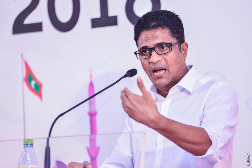 ފެބްރުއަރީ 20، 2018: ޕީޕީއެމް އިން "ރުމާލު 2" ޖަގަހައިގައި ބޭއްވި ޖަލްސާގެ ތެރެއިން -- ސަން ފޮޓޯ/ ފަޔާޒު މޫސާ