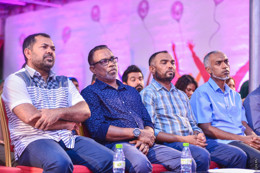 ފެބްރުއަރީ 20، 2018: ޕީޕީއެމް އިން "ރުމާލު 2" ޖަގަހައިގައި ބޭއްވި ޖަލްސާގެ ތެރެއިން -- ސަން ފޮޓޯ/ ފަޔާޒު މޫސާ