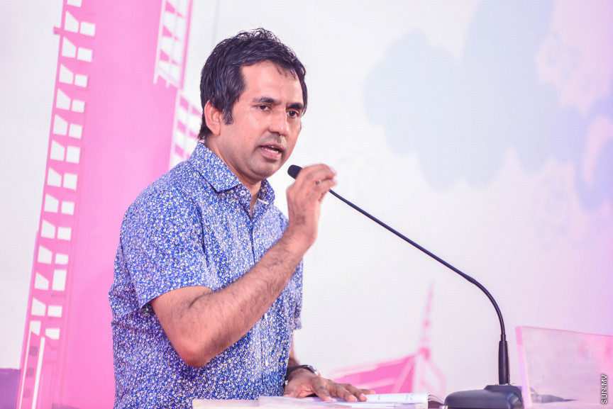 ފެބްރުއަރީ 20، 2018: ޕީޕީއެމް އިން "ރުމާލު 2" ޖަގަހައިގައި ބޭއްވި ޖަލްސާގެ ތެރެއިން -- ސަން ފޮޓޯ/ ފަޔާޒު މޫސާ