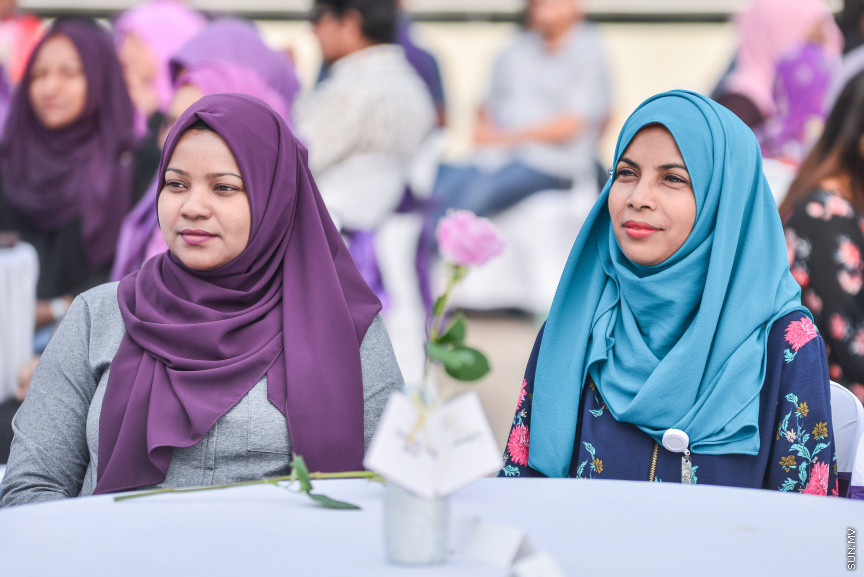 މާޗް 8، 2018: ބައިނަލްއަގުވާމީ އަންހެނުންގެ ދުވަސް ފާހަގަކުރުމުގެ ގޮތުން އެމްޑަބްލިއުއެސްސީގެ ފަރާތުން ބޭއްވި ހާއްސަ ހަފްލާގެ ތެރެއިން -- ސަން ފޮޓޯ/ ފަޔާޒު މޫސާ