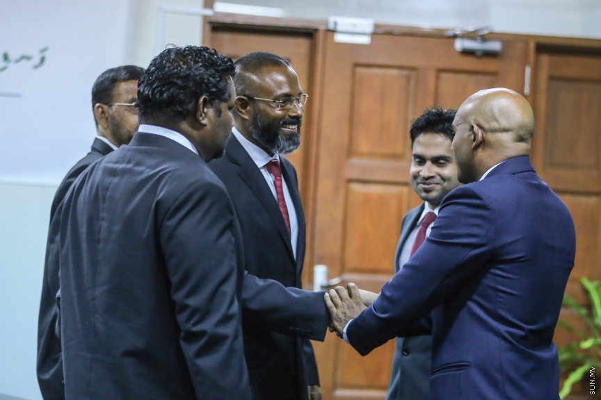 މާޗް 18، 2018: ހައި ކޯޓުގެ ފަނޑިޔާރު ކަމަށް ޖޭއެސްސީން އައްޔަން ކުރި ހަސަން އަލީ ފަނޑިޔާރު ކަމުގެ ހުވާ ކުރެއްވުން -- ސަން ފޮޓޯ/ ފަޔާޒު މޫސާ