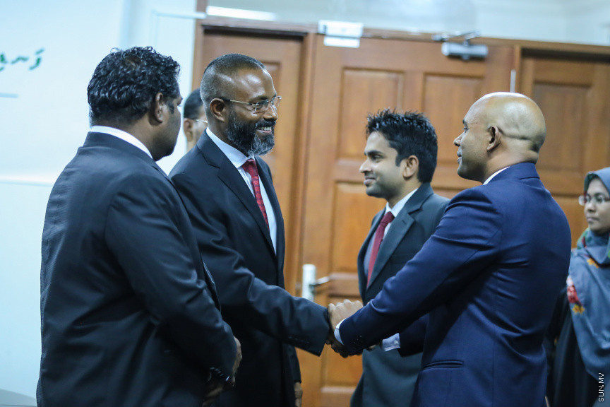 މާޗް 18، 2018: ހައި ކޯޓުގެ ފަނޑިޔާރު ކަމަށް ޖޭއެސްސީން އައްޔަން ކުރި ހަސަން އަލީ ފަނޑިޔާރު ކަމުގެ ހުވާ ކުރެއްވުން -- ސަން ފޮޓޯ/ ފަޔާޒު މޫސާ