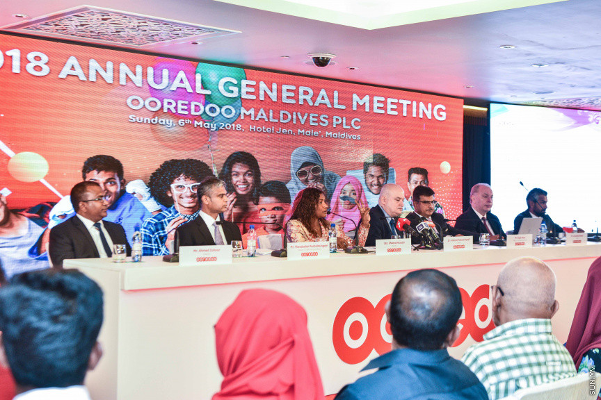 މެއި 6، 2018: އުރީދޫގެ ދެ ވަނަ އަހަރީ އާންމު ޖަލްސާގެ ތެރެއިން: ހޮޓެލް ޖެންގައި ބޭއްވި ޖަލްސާގައި ވަނީ އުރީދު އަށް މިދިޔަ އަހަރު ލިބުނު ފައިދާގެ ތެރެއިން ކޮންމެ ހިއްސާއަކަށް 3.20ރ. ބަހަން ފާސްކޮށްފަ -- ސަން ފޮޓޯ/ ފަޔާޒު މޫސާ