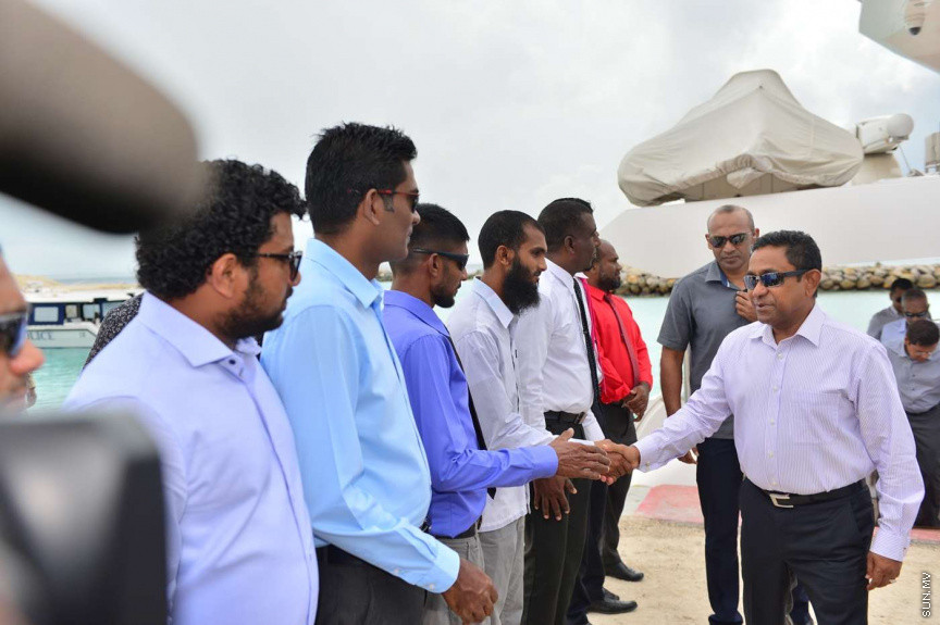 ޖުލައި 17، 2018: ރައީސް ޔާމީން ހދ. ނޮޅިވަރަމަށް ވަޑައިގެން، ނޮޅިވަރަމުގައި ގާއިމުކުރި ނަރުދަމާގެ ނިޒާމު ރަސްމީކޮށް އިފްތިތާހު ކޮއްދެއްވުން -- ފޮޓޯ/ ރައީސް އޮފީސް