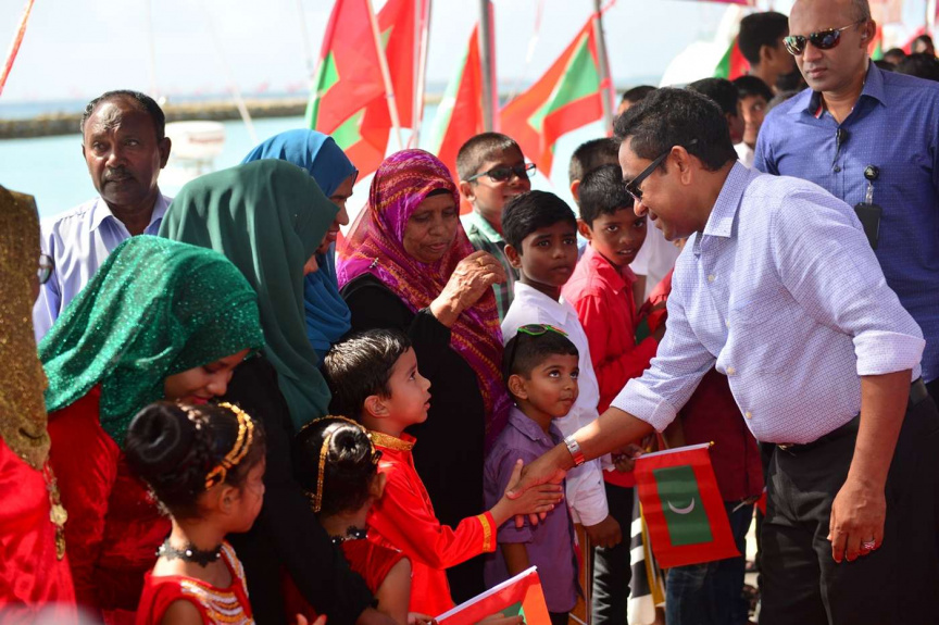 ޖުލައި 18، 2018: ރައީސް ޔާމީން ހއ. ދިއްދުއަށް ވަޑައިގެން ހަތަރު މަޝްރޫއެއްގެ ނިމުން ފާހަގަކުރުން -- ފޮޓޯ/ ރައީސް ޔާމީން