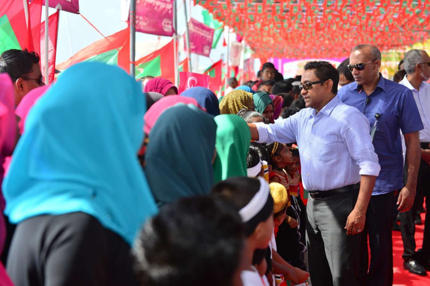 ޖުލައި 18، 2018: ރައީސް ޔާމީން ހއ. ދިއްދުއަށް ވަޑައިގެން ހަތަރު މަޝްރޫއެއްގެ ނިމުން ފާހަގަކުރުން -- ފޮޓޯ/ ރައީސް ޔާމީން