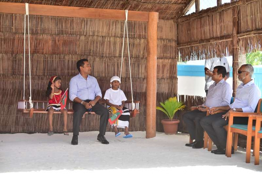 ޖުލައި 18، 2018: ރައީސް ޔާމީން ހއ. ދިއްދުއަށް ވަޑައިގެން ހަތަރު މަޝްރޫއެއްގެ ނިމުން ފާހަގަކުރުން -- ފޮޓޯ/ ރައީސް ޔާމީން