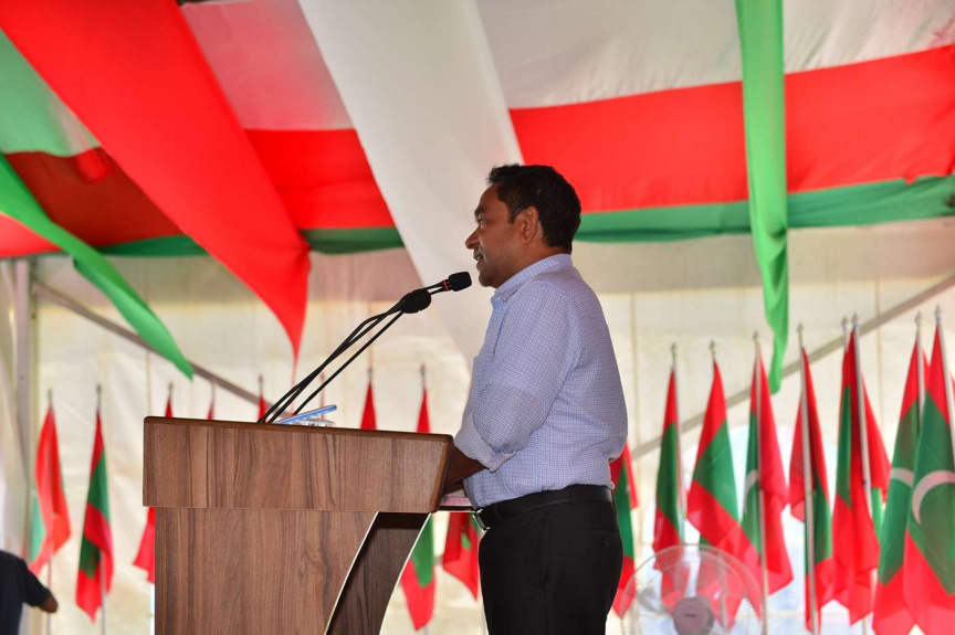 ޖުލައި 18، 2018: ރައީސް ޔާމީން ހއ. ދިއްދުއަށް ވަޑައިގެން ހަތަރު މަޝްރޫއެއްގެ ނިމުން ފާހަގަކުރުން -- ފޮޓޯ/ ރައީސް ޔާމީން