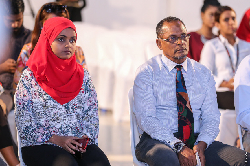 ސަން މީޑިއާ ގްރޫޕް ރީބްރޭންޑުކޮށް އަލުން ހުޅުވުމަށް ބޭއްވި ރަސްމިއްޔާތު --- ސަން ފޮޓޯ: ފަޔާޒު މޫސާ