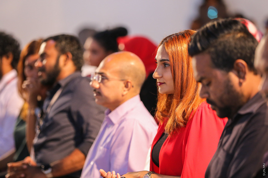 ސަން މީޑިއާ ގްރޫޕް ރީބްރޭންޑުކޮށް އަލުން ހުޅުވުމަށް ބޭއްވި ރަސްމިއްޔާތު --- ސަން ފޮޓޯ: ފަޔާޒު މޫސާ
