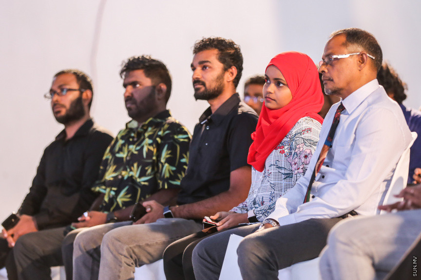 ސަން މީޑިއާ ގްރޫޕް ރީބްރޭންޑުކޮށް އަލުން ހުޅުވުމަށް ބޭއްވި ރަސްމިއްޔާތު --- ސަން ފޮޓޯ: ފަޔާޒު މޫސާ