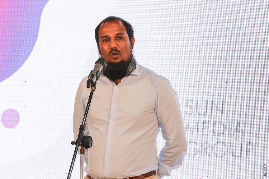 ސަން މީޑިއާ ގްރޫޕް ރީބްރޭންޑުކޮށް އަލުން ހުޅުވުމަށް ބޭއްވި ރަސްމިއްޔާތު --- ސަން ފޮޓޯ: ފަޔާޒު މޫސާ