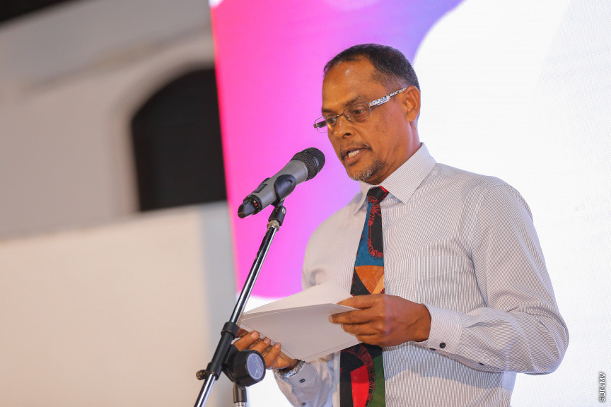 ސަން މީޑިއާ ގްރޫޕް ރީބްރޭންޑުކޮށް އަލުން ހުޅުވުމަށް ބޭއްވި ރަސްމިއްޔާތު --- ސަން ފޮޓޯ: ފަޔާޒު މޫސާ