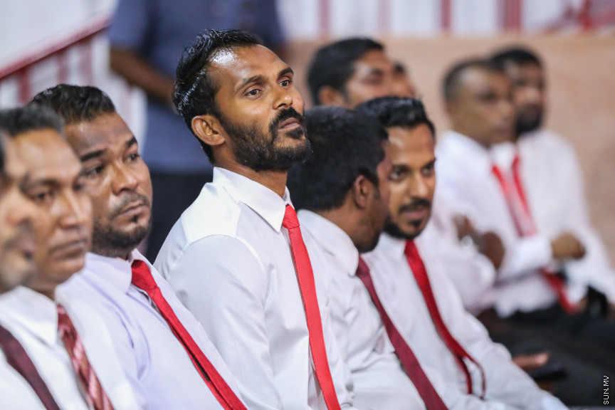 އޮކްޓޯބަރ 28، 2018: ޖުމްހޫރީ ޕާޓީގެ ލީޑަރު ކަމަށް ރައްޔިތުންގެ މަޖިލީހުގެ މާމިގިލީ ދާއިރާގެ މެމްބަރު ގާސިމް އިބްރާހިމް އިންތިޚާބުކުރުމަށް ބޭއްވި ކައުންސިލް ބައްދަލުވުމުގެ ތެރެއިން -- ސަން ފޮޓޯ/ ފަޔާޒު މޫސާ