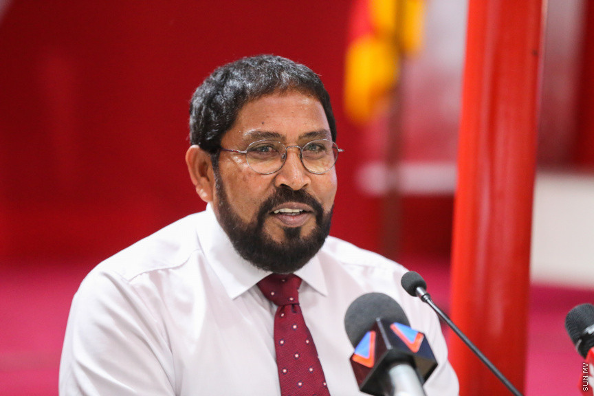 އޮކްޓޯބަރ 28، 2018: ޖުމްހޫރީ ޕާޓީގެ ލީޑަރު ކަމަށް ރައްޔިތުންގެ މަޖިލީހުގެ މާމިގިލީ ދާއިރާގެ މެމްބަރު ގާސިމް އިބްރާހިމް އިންތިޚާބުކުރުމަށް ބޭއްވި ކައުންސިލް ބައްދަލުވުމުގެ ތެރެއިން -- ސަން ފޮޓޯ/ ފަޔާޒު މޫސާ
