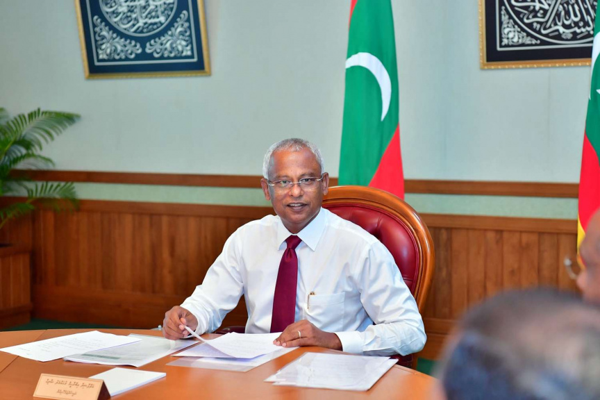 ނޮވެމްބަރ 19، 2018: ރައީސް އިބްރާޙިމް މުހައްމަދު ސޯލިހުގެ ވަޒީރުންގެ މަޖިލީހުގެ ފުރަތަމަ ބައްދަލުވުން -- ފޮޓޯ/ ރައީސް އޮފީސް 