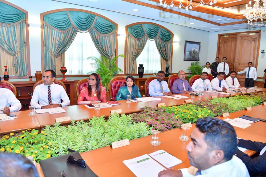 ނޮވެމްބަރ 19، 2018: ރައީސް އިބްރާޙިމް މުހައްމަދު ސޯލިހުގެ ވަޒީރުންގެ މަޖިލީހުގެ ފުރަތަމަ ބައްދަލުވުން -- ފޮޓޯ/ ރައީސް އޮފީސް 