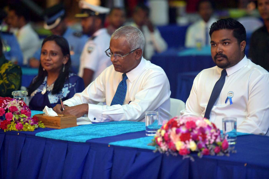 މަސްވެރިންގެ ދުވަސް ފާހަގަކުރުމުގެ ގޮތުން ބޭއްވެވި މަސްވެރިންގެ ދުވަހުގެ ރަސްމީ ޖަލްސާގެ ތެރެއިން -- ފޮޓޯ/ ރައީސް އޮފީސް