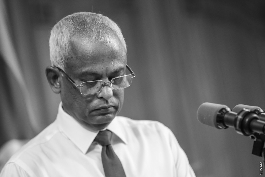 ޖެނުއަރީ 24، 2019: ރައީސް އިބްރާޙިމް މުހައްމަދު ސޯލިހު ނޫސްވެރިންނާއި ބައްދަލުކުރެއްވުން -- ސަން ފޮޓޯ/ ފަޔާޒު މޫސާ