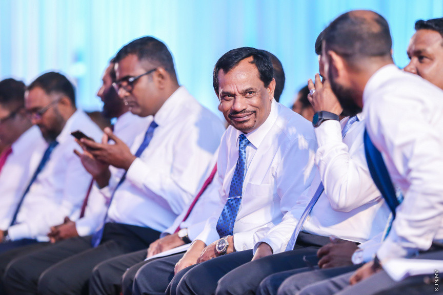 ޖެނުއަރީ 27، 2019: ކުރީގެ ރައީސް ޔާމީން އިސްވެ ހުންނަވައިގެން އުފައްދަވާ ޕީޕަލްސް ނޭޝަނަލް ކޮންގްރެސް (ޕީއެންސީ) އުފެއްދުމަށް ދަރުބާރުގޭގައި ބޭއްވި ޖަލްސާގެ ތެރެއިން -- ސަން ފޮޓޯ/ ފަޔާޒު މޫސާ