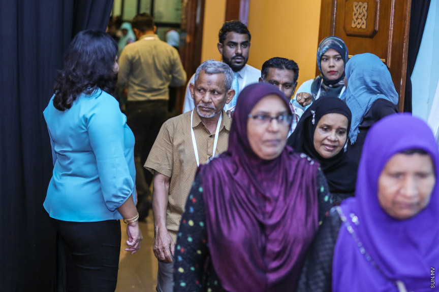 ޖެނުއަރީ 27، 2019: ކުރީގެ ރައީސް ޔާމީން އިސްވެ ހުންނަވައިގެން އުފައްދަވާ ޕީޕަލްސް ނޭޝަނަލް ކޮންގްރެސް (ޕީއެންސީ) އުފެއްދުމަށް ދަރުބާރުގޭގައި ބޭއްވި ޖަލްސާގެ ތެރެއިން -- ސަން ފޮޓޯ/ ފަޔާޒު މޫސާ