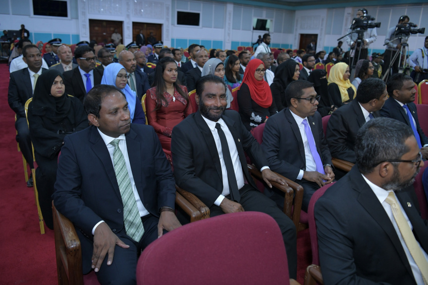 ފެބްރުއަރީ 7، 2019: ރައްޔިތުން މަޖިލިސް މި އަހަރަށް ހުޅުވުމަށް ބޭއްވި ފުރަތަމަ ޖަލްސާ: ރައީސް އިބްރާހިމް މުހައްމަދު ސޯލިހްގެ ފުރަތަމަ ރިޔާސީ ބަޔާން މިއަދުގެ ޖަލްސާގައި ވަނީ އިއްވާފައި -- ފޮޓޯ/ ރައީސް އޮފީސް