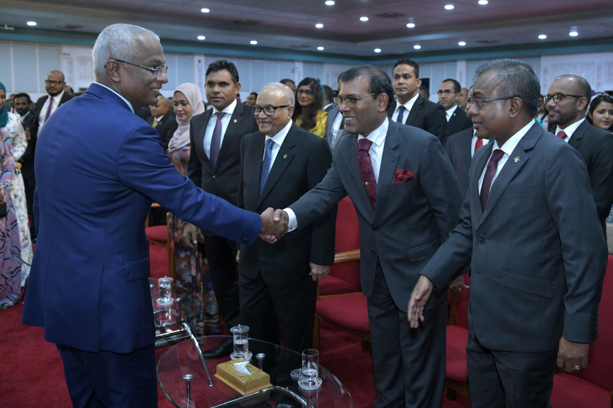 ފެބްރުއަރީ 7، 2019: ރައްޔިތުން މަޖިލިސް މި އަހަރަށް ހުޅުވުމަށް ބޭއްވި ފުރަތަމަ ޖަލްސާ: ރައީސް އިބްރާހިމް މުހައްމަދު ސޯލިހްގެ ފުރަތަމަ ރިޔާސީ ބަޔާން މިއަދުގެ ޖަލްސާގައި ވަނީ އިއްވާފައި -- ފޮޓޯ/ ރައީސް އޮފީސް