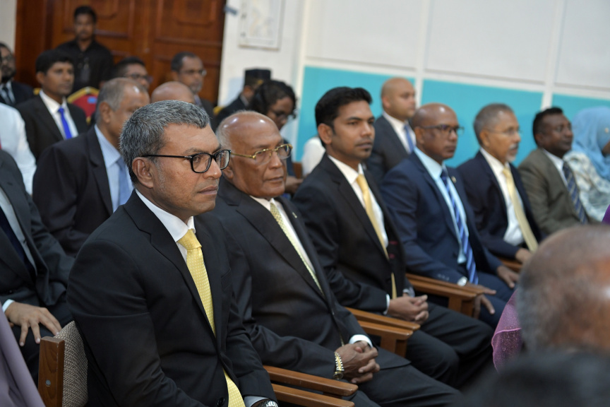 ފެބްރުއަރީ 7، 2019: ރައްޔިތުން މަޖިލިސް މި އަހަރަށް ހުޅުވުމަށް ބޭއްވި ފުރަތަމަ ޖަލްސާ: ރައީސް އިބްރާހިމް މުހައްމަދު ސޯލިހްގެ ފުރަތަމަ ރިޔާސީ ބަޔާން މިއަދުގެ ޖަލްސާގައި ވަނީ އިއްވާފައި -- ފޮޓޯ/ ރައީސް އޮފީސް