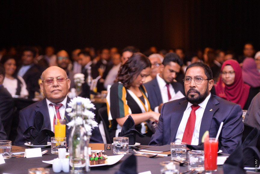 ފެބްރުއަރީ 23، 2019: ކޯޕަރޭޓް މޯލްޑިވްސްއިން އިންތިޒާމުކޮށްގެން ކުރިއަށް ގެންދާ "ގޯލްޑް 100" އެވޯޑްސް ހަފްލާގެ ތެރެއިން -- ސަން ފޮޓޯ/ ފަޔާޒު މޫސާ