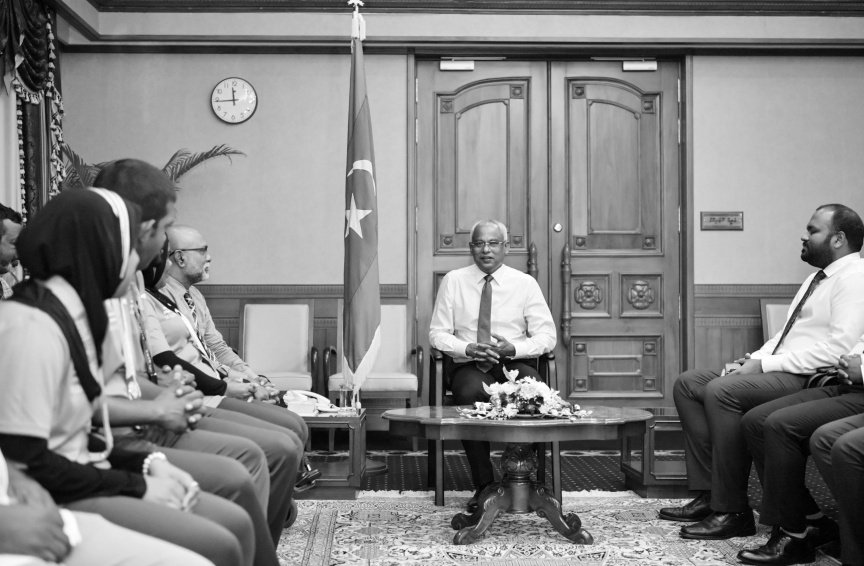 ސްޕެޝަލް އޮލިމްޕިކްސް- ވަރލްޑްގޭމްސް 2019 ގައި ދިވެހިރާއްޖެ ތަމްސީލުކުރި ޓީމާ، ރައީސުލްޖުމްހޫރިއްޔާ ބައްދަލުކުރެއްވުން -- ފޮޓޯ/ ރައީސް އޮފީސް