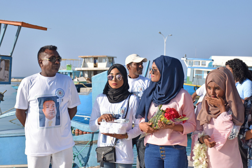 މާޗް 17، 2019: ޖާބިރުގެ އަނބިކަބަލުން ކާށީދޫ އަށް ވަޑައިގަތުމުން މަރުހަބާ ދެންނެވުމުން -- ސަން ފޮޓޯ