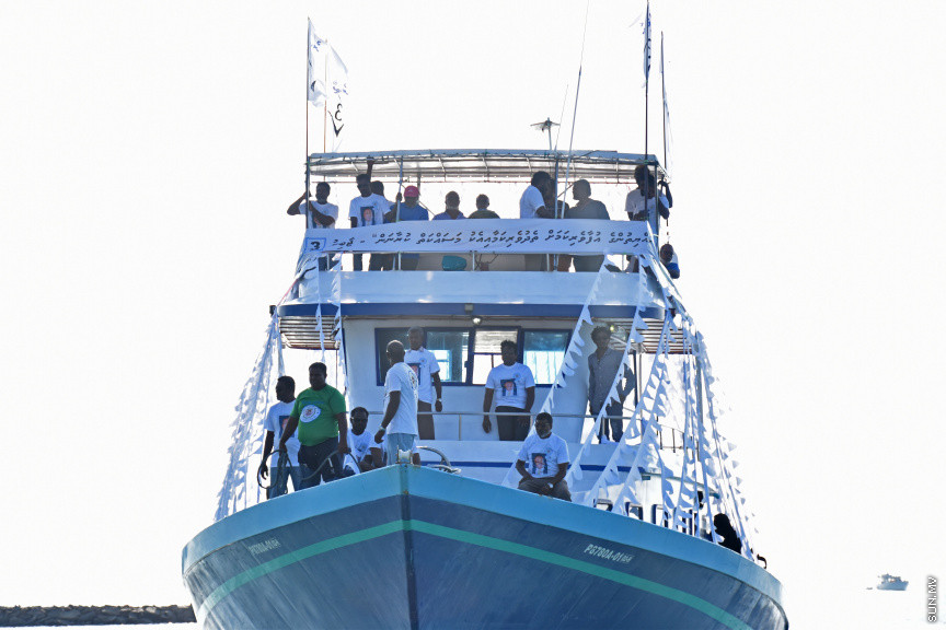 މާޗް 17، 2019: ޖާބިރުގެ އަނބިކަބަލުން ކާށީދޫ އަށް ވަޑައިގަތުމުން މަރުހަބާ ދެންނެވުމުން -- ސަން ފޮޓޯ