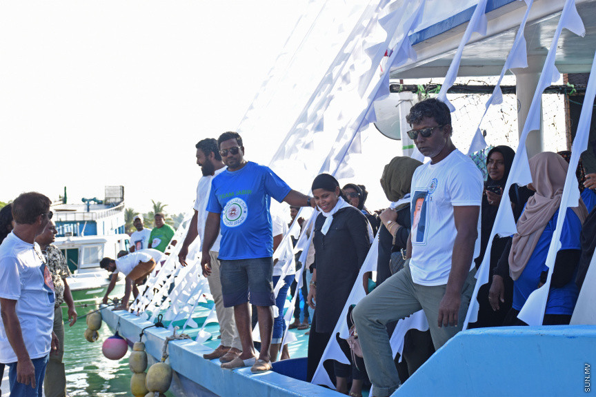 މާޗް 17، 2019: ޖާބިރުގެ އަނބިކަބަލުން ކާށީދޫ އަށް ވަޑައިގަތުމުން މަރުހަބާ ދެންނެވުމުން -- ސަން ފޮޓޯ