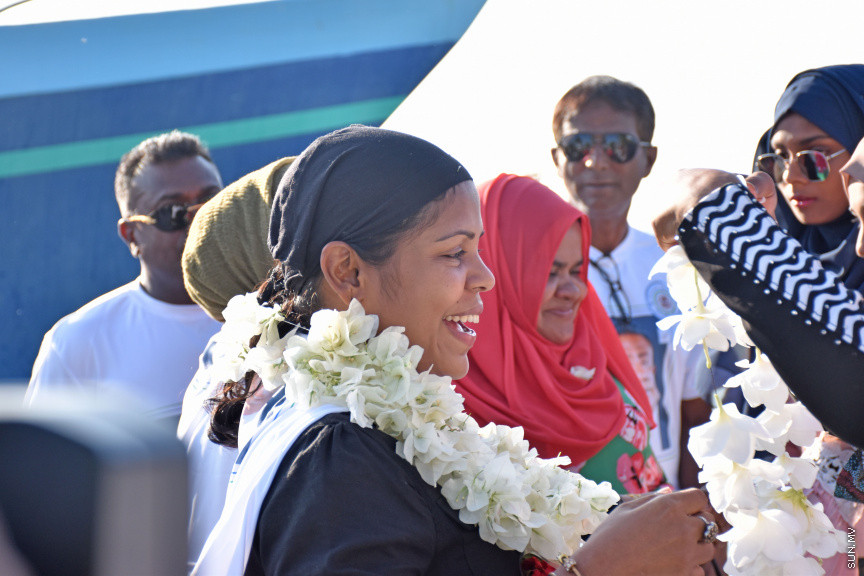 މާޗް 17، 2019: ޖާބިރުގެ އަނބިކަބަލުން ކާށީދޫ އަށް ވަޑައިގަތުމުން މަރުހަބާ ދެންނެވުމުން -- ސަން ފޮޓޯ