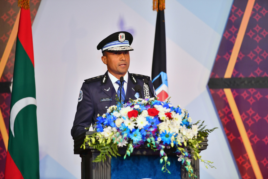މާޗް 29، 2019، ފުލުހުންގެ މުއައްސަސާ އަށް 86 އަހަރު ފުރުން ފާހަގަކުރުމަށް ދަރުބާރުގޭގައި ބޭއްވި ޖަލްސާގެ ތެރެއިން -- ފޮޓޯ/ ރައީސް އޮފީސް