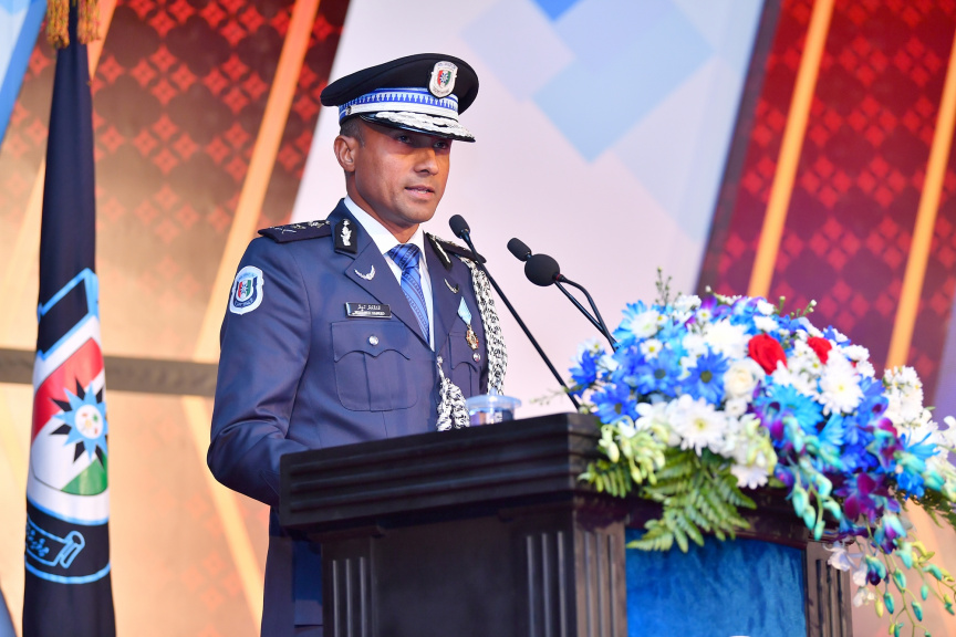 މާޗް 29، 2019، ފުލުހުންގެ މުއައްސަސާ އަށް 86 އަހަރު ފުރުން ފާހަގަކުރުމަށް ދަރުބާރުގޭގައި ބޭއްވި ޖަލްސާގެ ތެރެއިން -- ފޮޓޯ/ ރައީސް އޮފީސް
