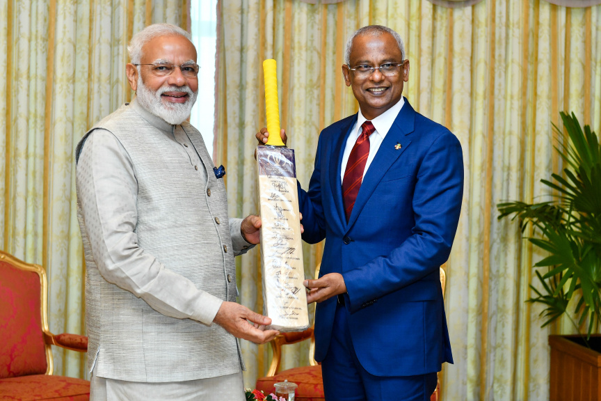 ޖޫން 8، 2019: ރާއްޖެއާއި އިންޑިޔާއާ ދެޤައުމުގެ ދެމެދުގައި ރަސްމީ ވާހަކަފުޅު ތަކާއި ދެޤައުމުގެ ދެމެދުގައި އެއްބަސްވުންތައް ބަދަލުކުރުމުގެ ރަސްމިއްޔާތުގެ ތެރެއިން -- ފޮޓޯ/ ރައީސް އޮފީސް