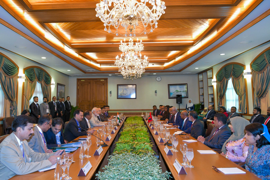 ޖޫން 8، 2019: ރާއްޖެއާއި އިންޑިޔާއާ ދެޤައުމުގެ ދެމެދުގައި ރަސްމީ ވާހަކަފުޅު ތަކާއި ދެޤައުމުގެ ދެމެދުގައި އެއްބަސްވުންތައް ބަދަލުކުރުމުގެ ރަސްމިއްޔާތުގެ ތެރެއިން -- ފޮޓޯ/ ރައީސް އޮފީސް