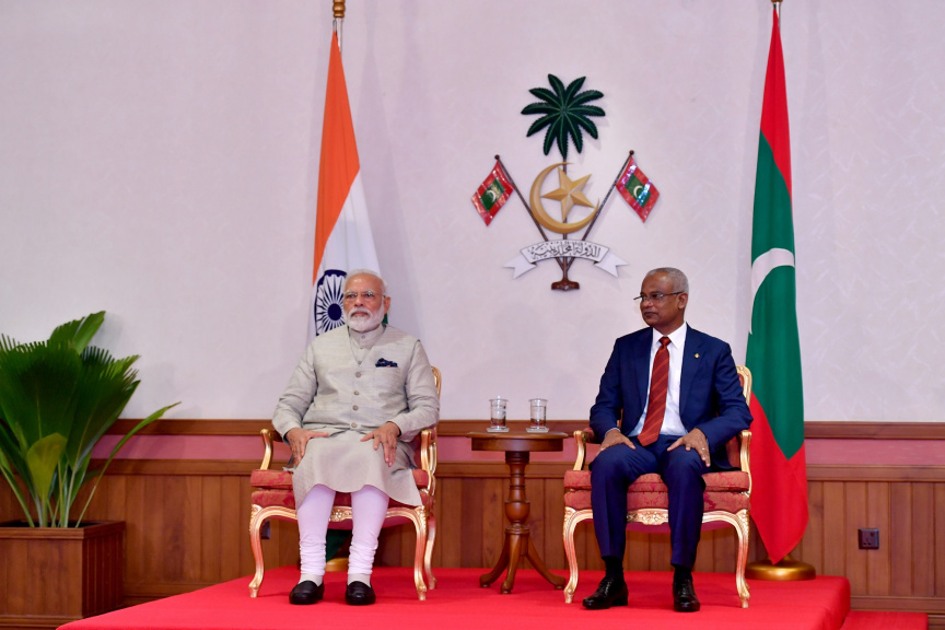 ޖޫން 8، 2019: ރާއްޖެއާއި އިންޑިޔާއާ ދެޤައުމުގެ ދެމެދުގައި ރަސްމީ ވާހަކަފުޅު ތަކާއި ދެޤައުމުގެ ދެމެދުގައި އެއްބަސްވުންތައް ބަދަލުކުރުމުގެ ރަސްމިއްޔާތުގެ ތެރެއިން -- ފޮޓޯ/ ރައީސް އޮފީސް