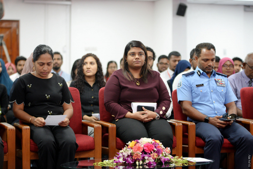 ޖޫން 15، 2019: ދިވެހިރާއްޖޭގައި ބާއްވާ އެންމެ ފުރަތަމަ ޕްރޮސެކިއުޓަރުންގެ މަހާސިންތާ ފެށުމަށް އިސްލާމީ މަރުކަޒުގެ ޖަލްސާ ކުރާ މާލަމުގައި ބޭއްވި ހާއްސަ ރަސްމިއްޔާތުގެ ތެރެއިން -- ސަން ފޮޓޯ/ ފަޔާޒު މޫސާ 
