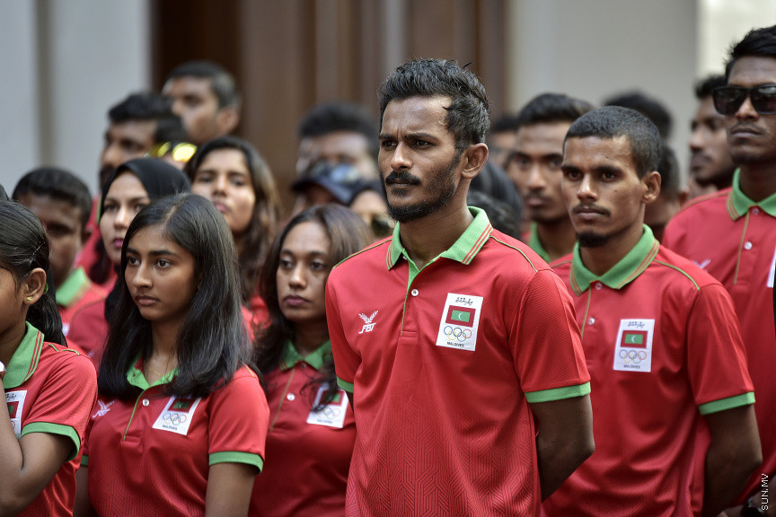ޖުލައި 14، 2019: 10 ވަނަ އައިއޯއައިޖީ ގޭމްސްއަށް ރާއްޖެއިން ފޮނުވާ ކުޅުންތެރިންނާ ބައްދަލުކުރަން ރައީސް އޮފީހުގައި ބޭއްވި ރަސްމިއްޔާތުގެ ތެރެއިން -- ސަން ފޮޓޯ/ ފަޔާޒު މޫސާ