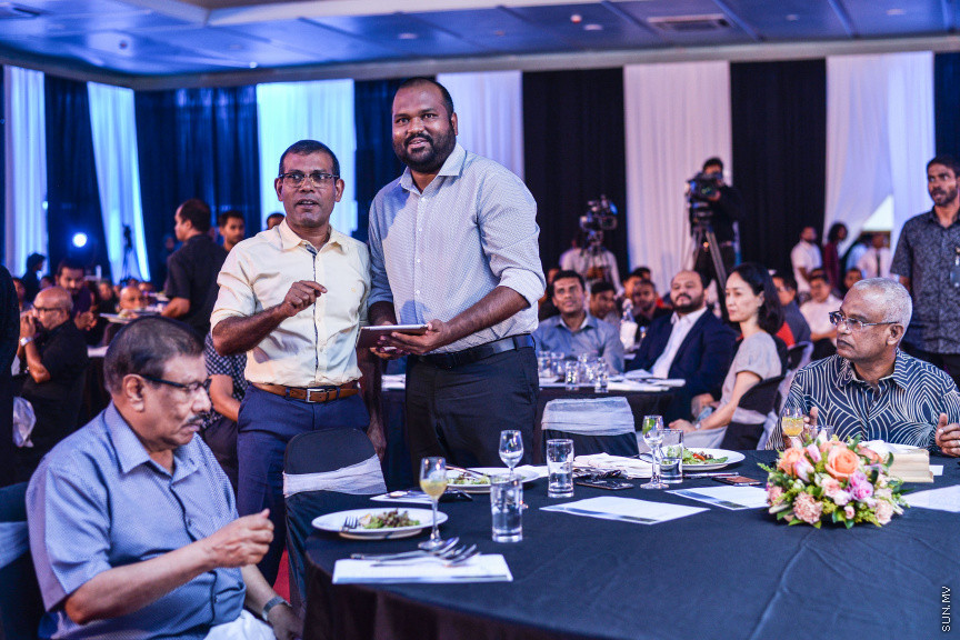 ޖުލައި 29، 2019: ފަތުރުވެރިކަމުގެ ފަސް ވަނަ މާސްޓާޕްލޭން އިފްތިތާހުކުރުމަށް ދަރުބާރުގޭގައި ބޭއްވި ރަސްމިއްޔާތުގެ ތެރެއިން -- ސަން ފޮޓޯ/ ފަޔާޒު މޫސާ