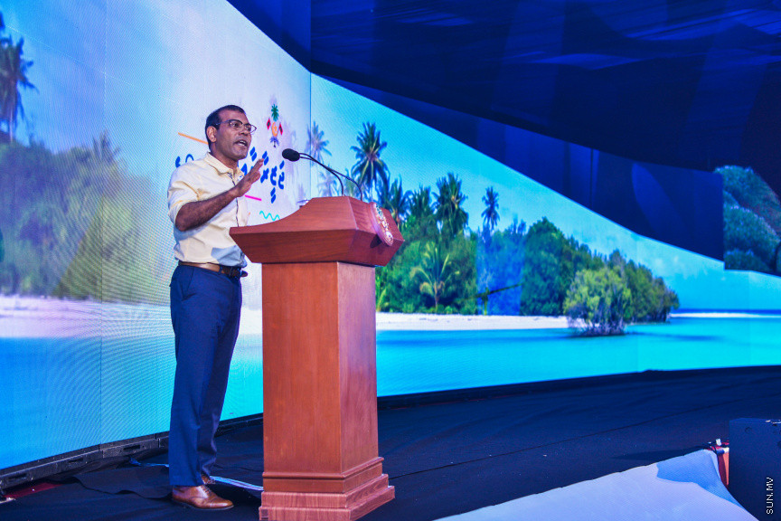 ޖުލައި 29، 2019: ފަތުރުވެރިކަމުގެ ފަސް ވަނަ މާސްޓާޕްލޭން އިފްތިތާހުކުރުމަށް ދަރުބާރުގޭގައި ބޭއްވި ރަސްމިއްޔާތުގެ ތެރެއިން -- ސަން ފޮޓޯ/ ފަޔާޒު މޫސާ
