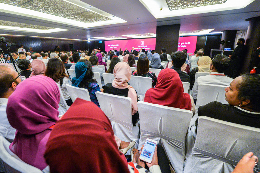 ޖުލައި 30، 2019: ޖެން ހޮޓެލްގައި ބޭއްވި ބީއެމްއެލްގެ އަހަރީ އާންމު ޖަލްސާގެ ތެރެއިން -- ސަން ފޮޓޯ/ ފަޔާޒު މޫސާ