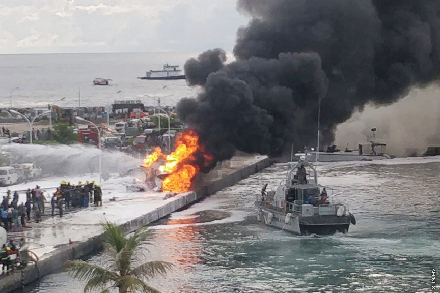 ސެޕްޓެމްބަރ 30، 2019: ޓީޖެޓީ ސަރަހައްދުގައި ހިނގި އަލިފާނުގެ ހާދިސާގެ ތެރެއިން: 3 ތެޔޮ ބައުޒަރާއި ފެރީ ލޯންޗެއް ވަނީ އަނދާފައި، އަދި ހަތް މީހަކު ފިހުނު -- 