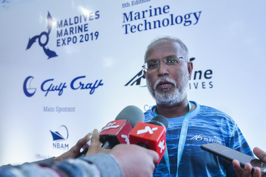 އޮކްޓޫބަރ 25، 2019: ރާއްޖޭގައި ކަނޑުގެ އުޅަނދުތަކަށް ހާއްސަ އެންމެ ބޮޑު އެގްޒިބިޝަން  "މޯލްޑިވްސް މެރިން އެކްސްޕޯ 2019"ގެ ތެރެއިން -- ސަން ފޮޓޯ/ ފަޔާޒު މޫސާ
