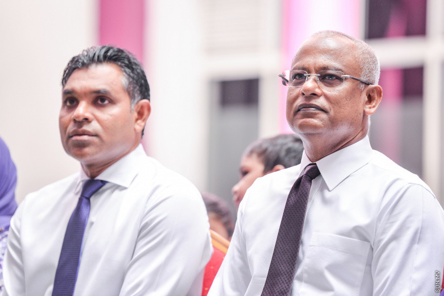 ޖެނުއަރީ 12، 2020: އިއްޒުއްދީން ސްކޫލް ހުޅުވުން: ސްކޫލްގައި ބޭއްވި ހާއްސަ އެސެމްބްލީގައި އެ ސްކޫލް ހުޅުވައިދެއްވީ ރައީސް އިބްރާހިމް މުހައްމަދު ސޯލިހް -- ސަން ފޮޓޯ/ ފަޔާޒު މޫސާ