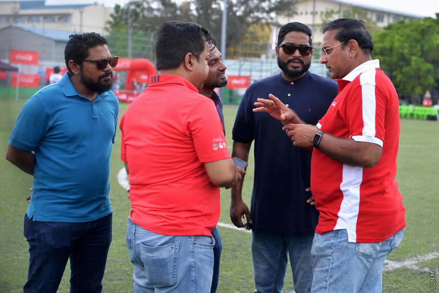 ޖެނުއަރީ 24، 2020: ކޮކާ ކޯލާއިން އިންތިޒާމުކޮށްގެން އެފްއޭއެމްއާއި މޯލްޑިވްސް ސޮކާ މޭޓްސް ގުޅިގެން ކުޅުނު ލެޖެންޑް ކަޕުގެ ފުޓްބޯޅަ މެޗުގެ ތެރެއިން -- ސަން ފޮޓޯ/ އަހުމަދު އަވްޝަން އިލްޔާސް