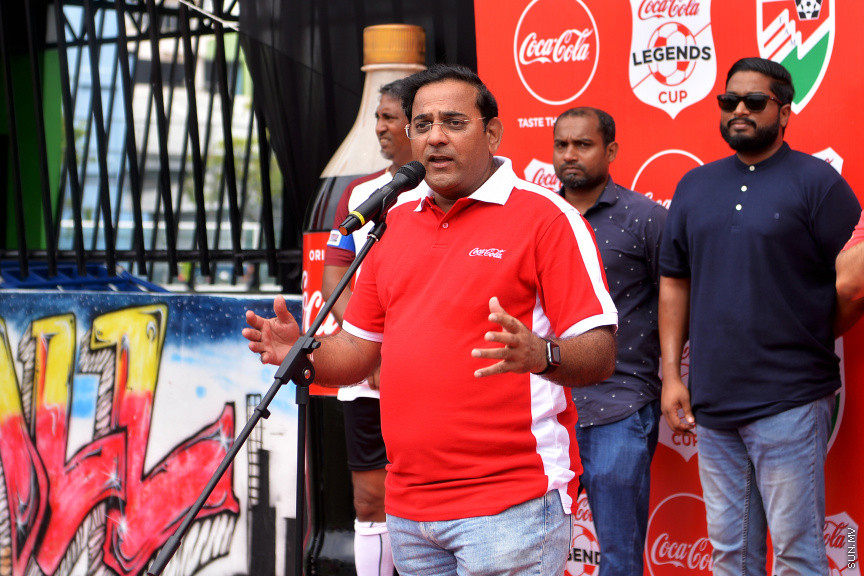 ޖެނުއަރީ 24، 2020: ކޮކާ ކޯލާއިން އިންތިޒާމުކޮށްގެން އެފްއޭއެމްއާއި މޯލްޑިވްސް ސޮކާ މޭޓްސް ގުޅިގެން ކުޅުނު ލެޖެންޑް ކަޕުގެ ފުޓްބޯޅަ މެޗުގެ ތެރެއިން -- ސަން ފޮޓޯ/ އަހުމަދު އަވްޝަން އިލްޔާސް