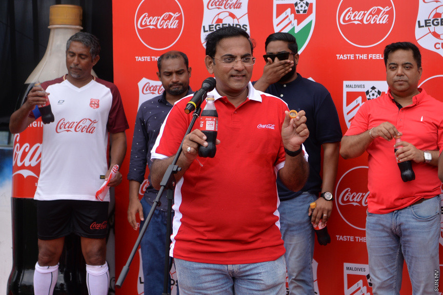 ޖެނުއަރީ 24، 2020: ކޮކާ ކޯލާއިން އިންތިޒާމުކޮށްގެން އެފްއޭއެމްއާއި މޯލްޑިވްސް ސޮކާ މޭޓްސް ގުޅިގެން ކުޅުނު ލެޖެންޑް ކަޕުގެ ފުޓްބޯޅަ މެޗުގެ ތެރެއިން -- ސަން ފޮޓޯ/ އަހުމަދު އަވްޝަން އިލްޔާސް